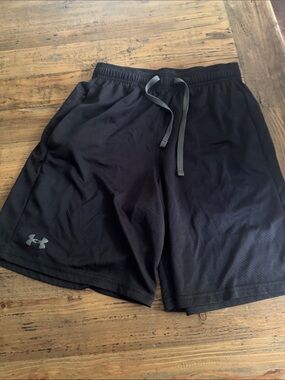 Under Armour Black Men's Athletic Mesh Shorts with Gray Drawstring